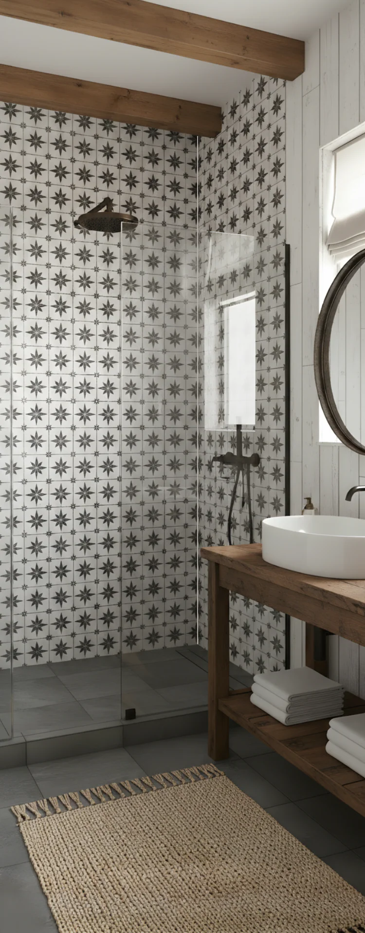 Astral Black & White Rustic Shower Panel