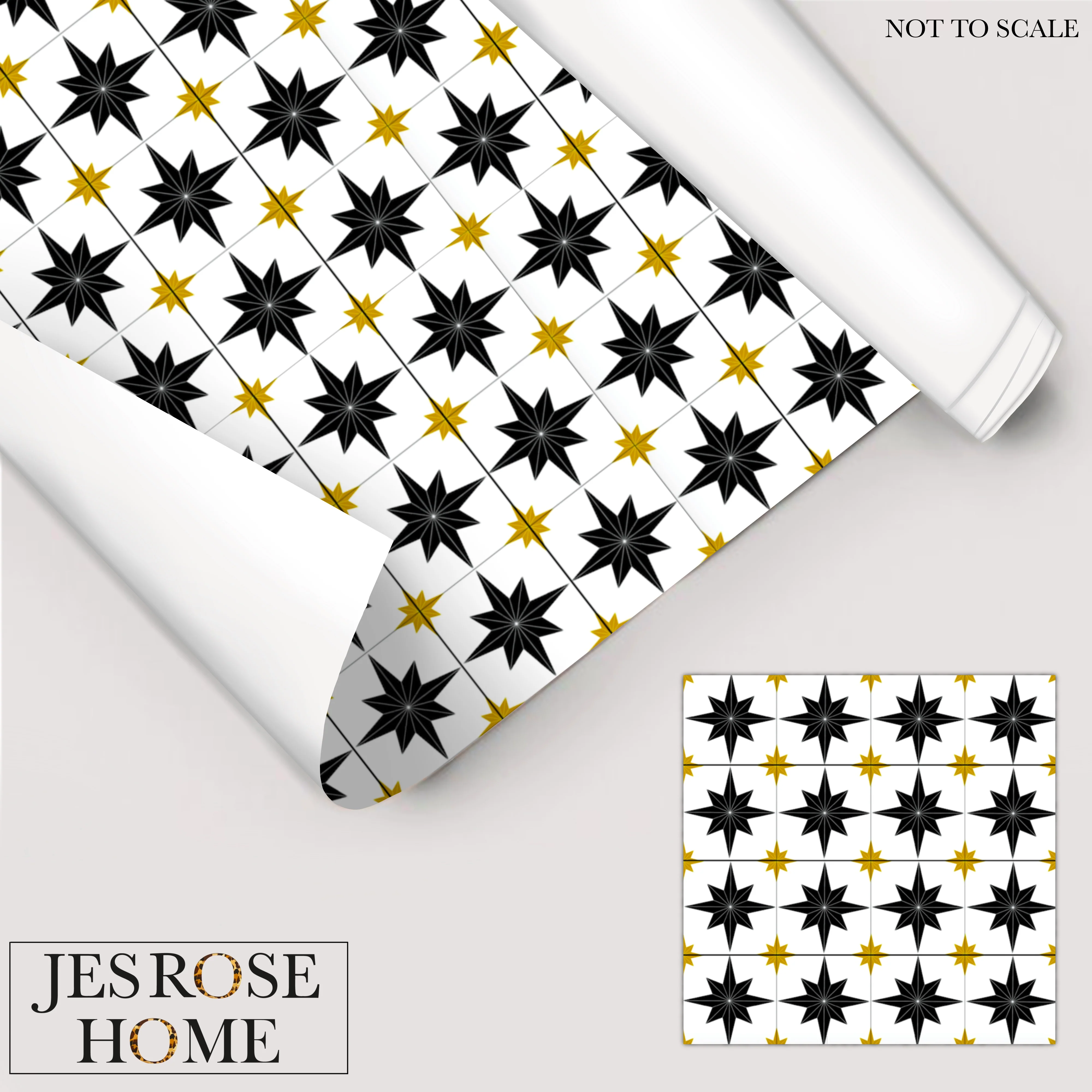 Astral Star Tiles / White Background - Floor & Wall Vinyl - Image 5