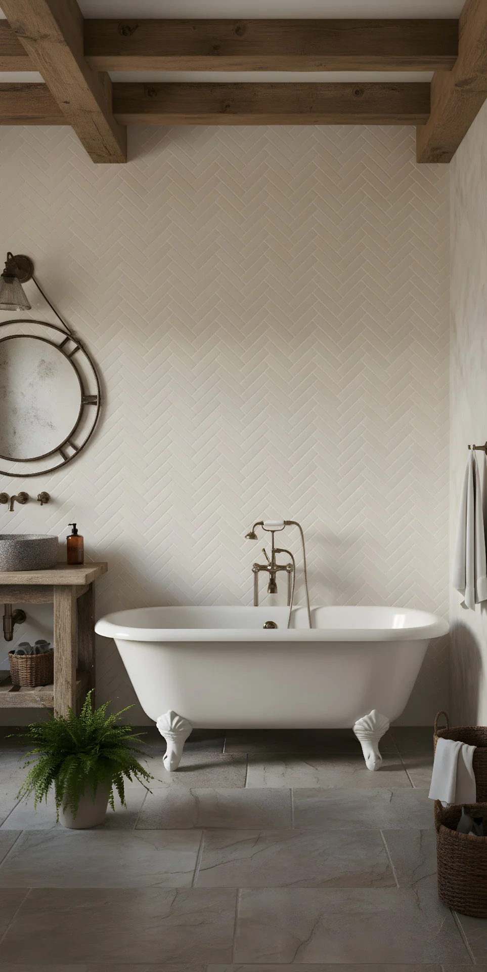Herringbone Beige Panel