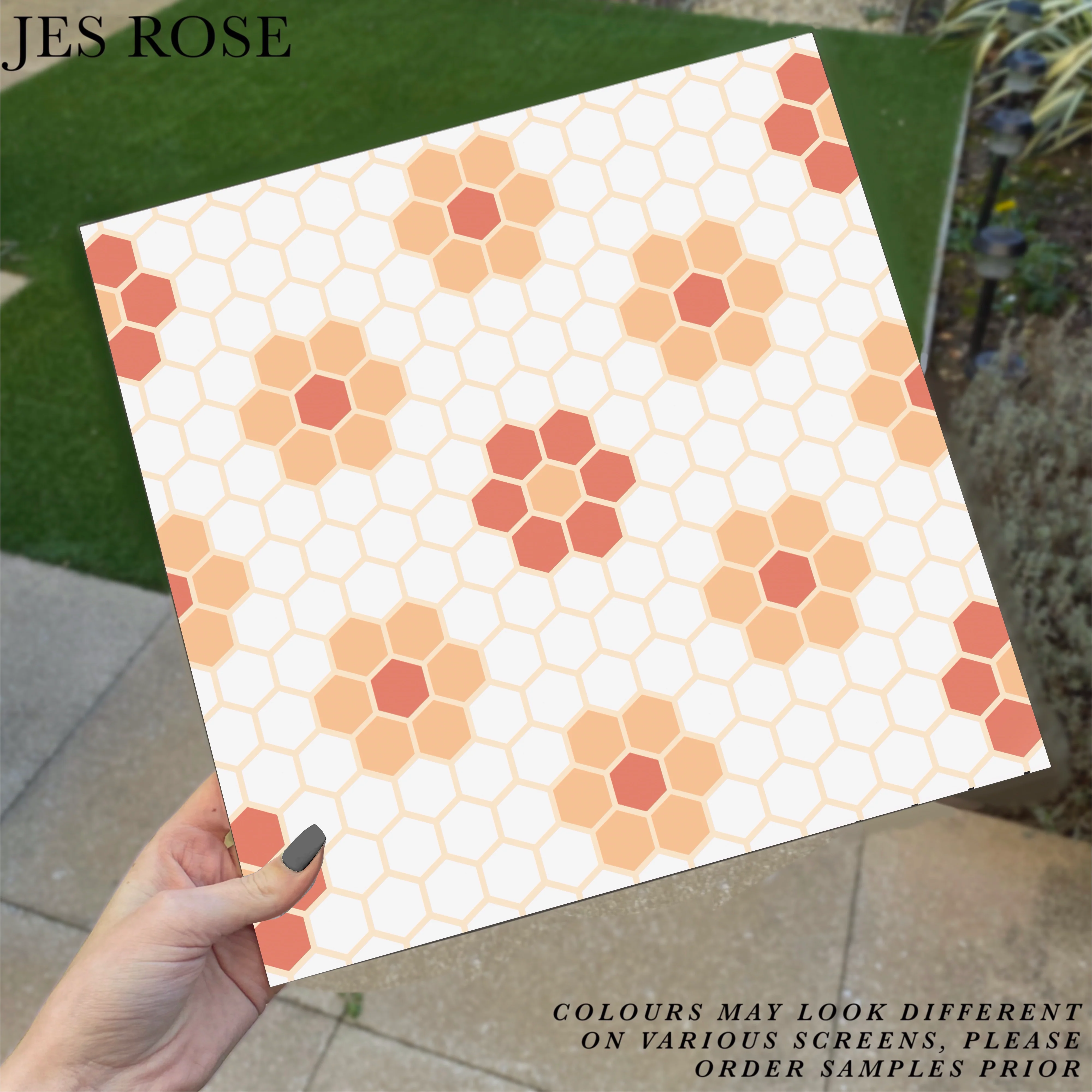 Hexagon Petals Peach Premium Peel & Stick Tiles