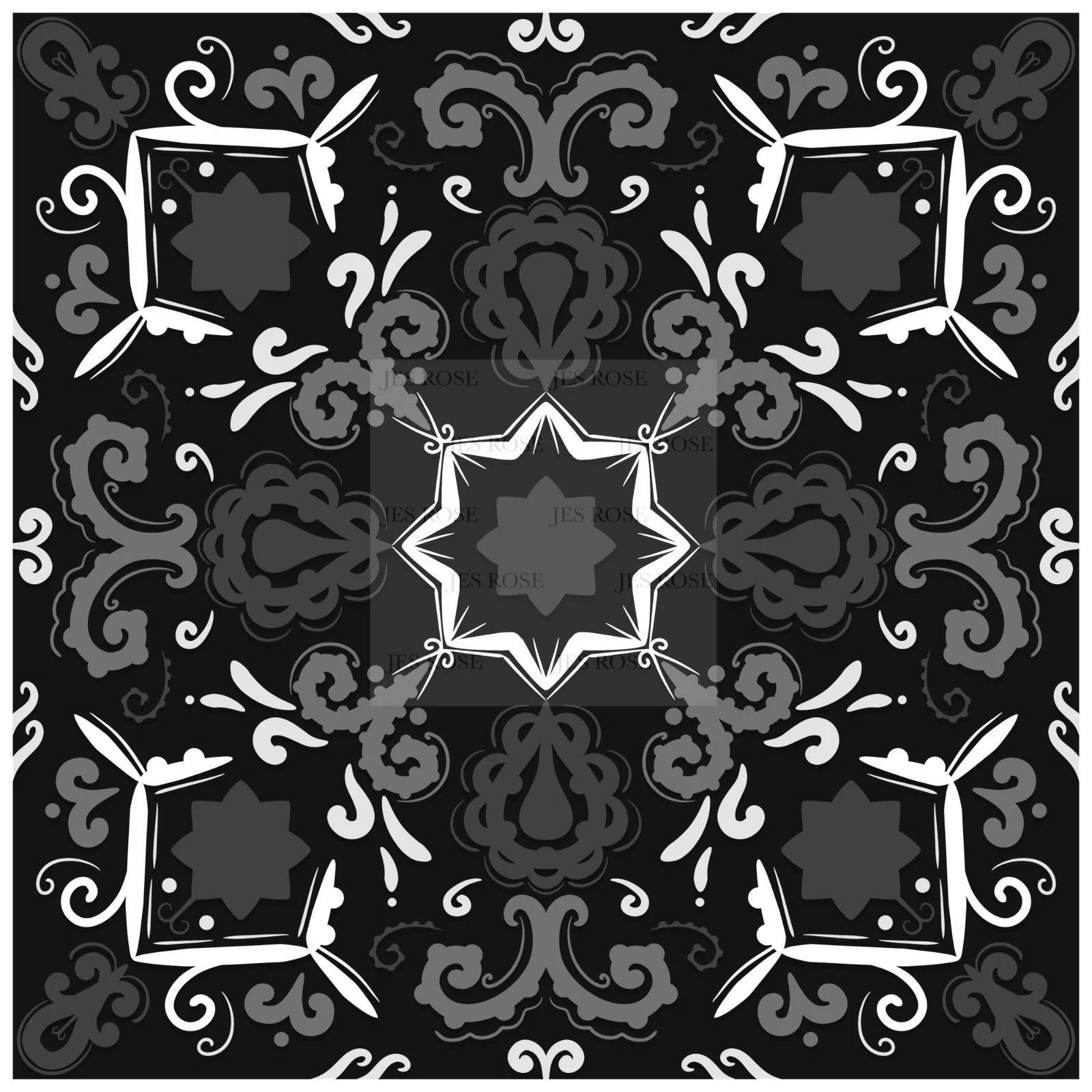 Paisley Monochrome Premium Peel & Stick Tiles