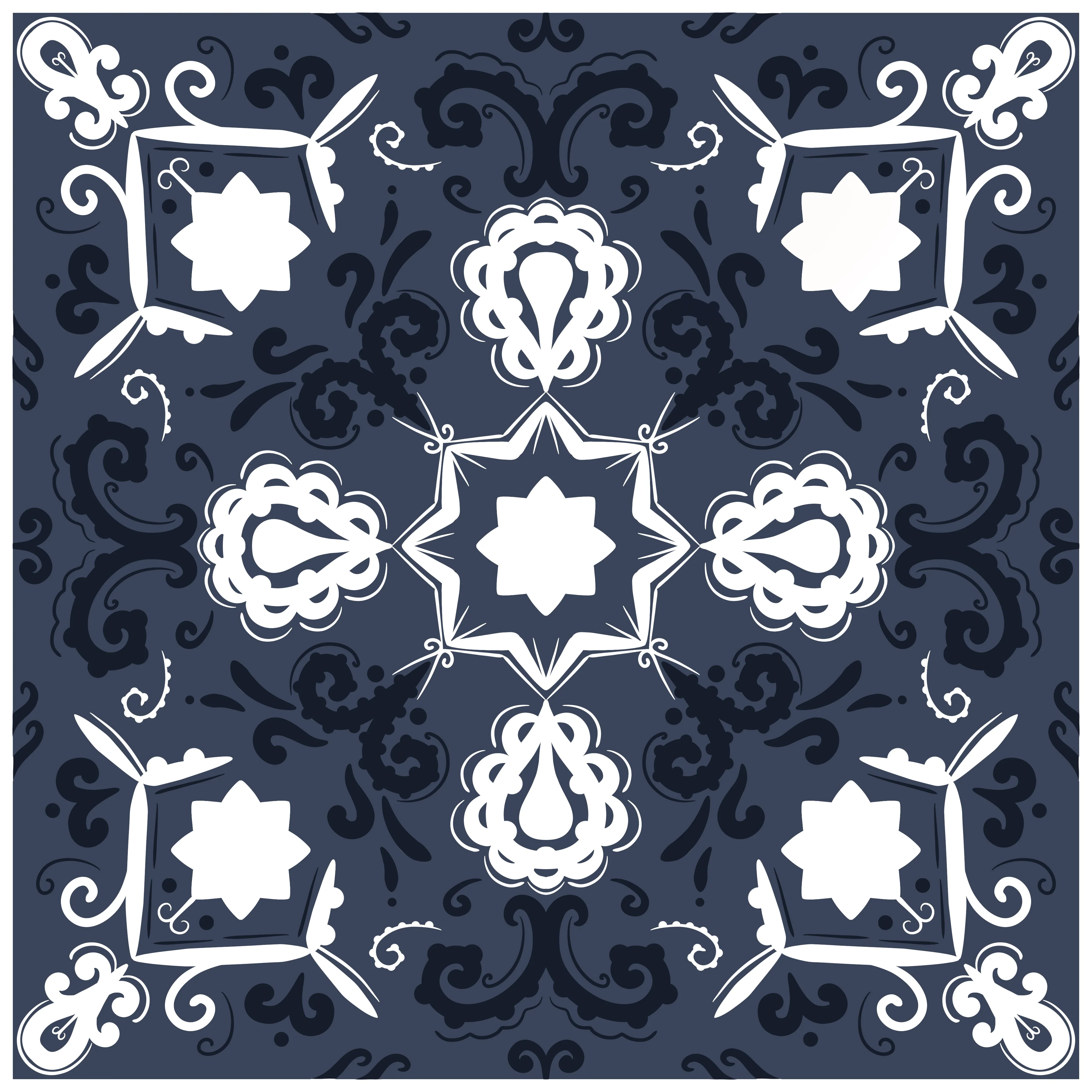Paisley Navy Premium Peel & Stick Tiles