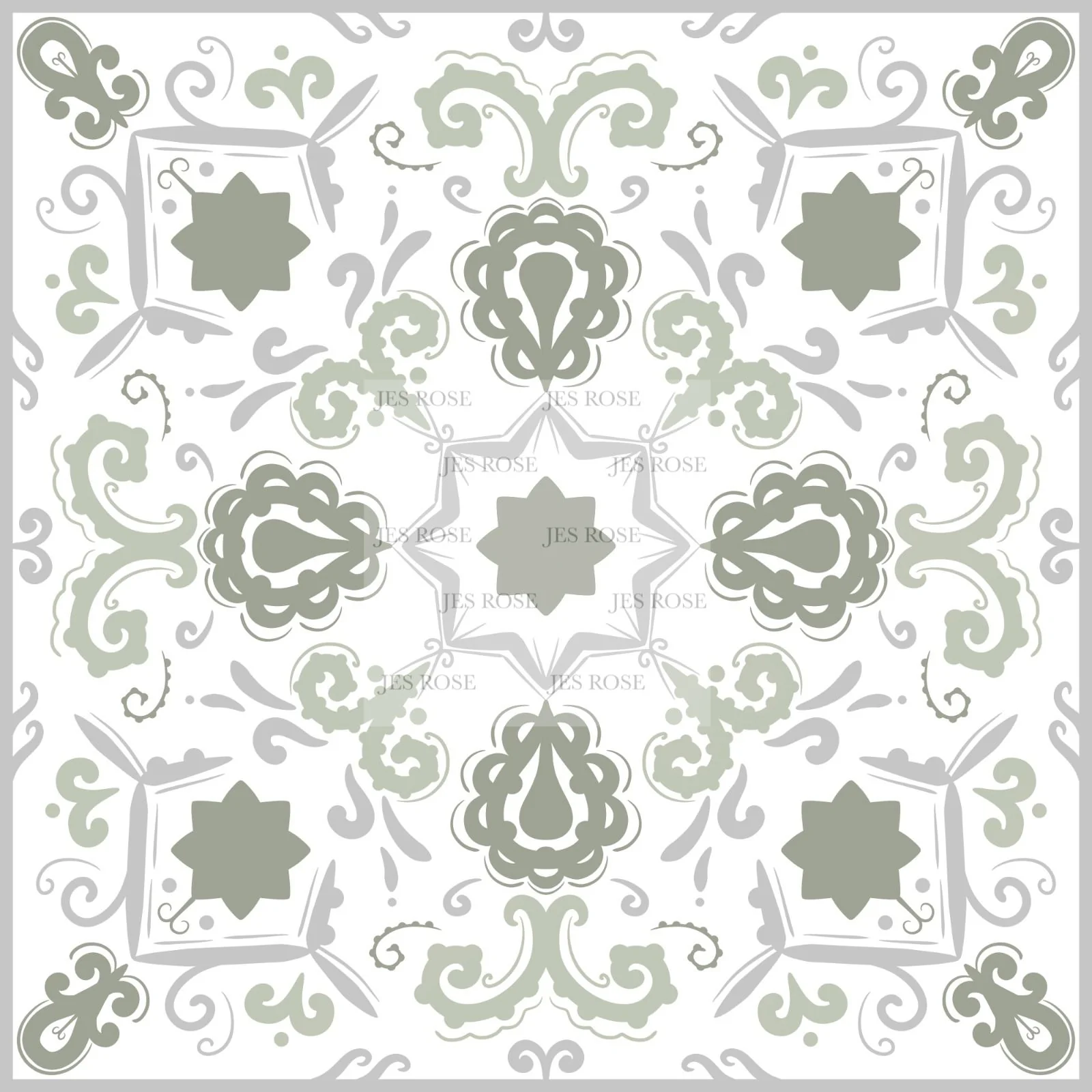 Paisley Sage Premium Peel & Stick Tiles