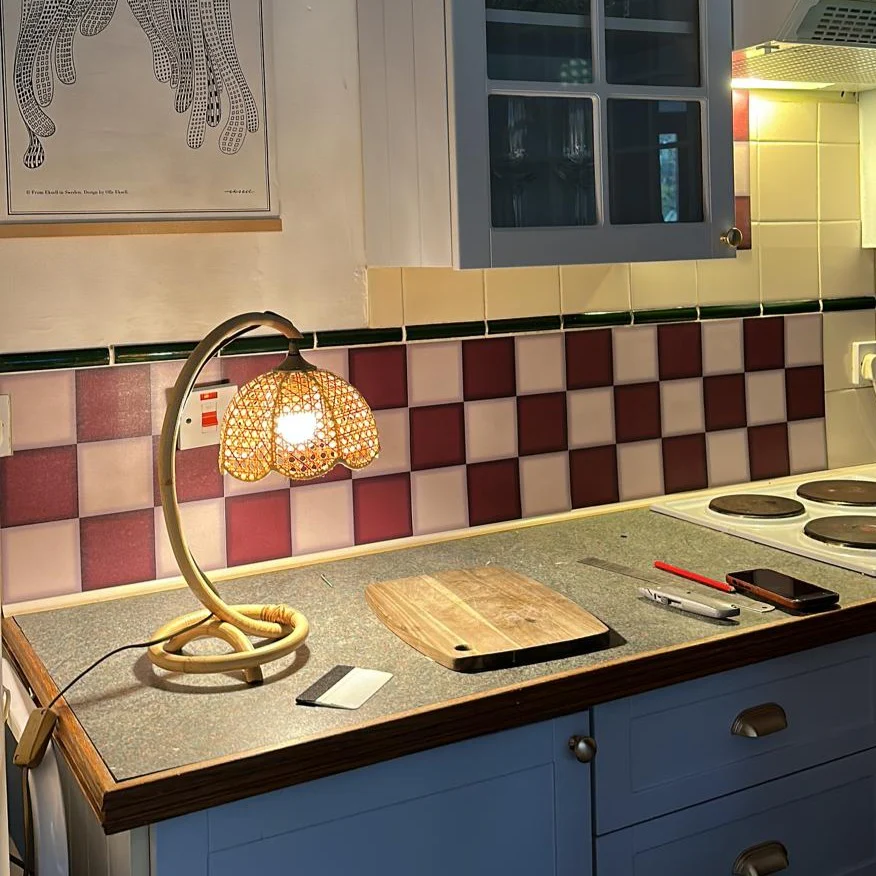 Retro Check Burgundy Premium Peel & Stick Tiles - Image 3