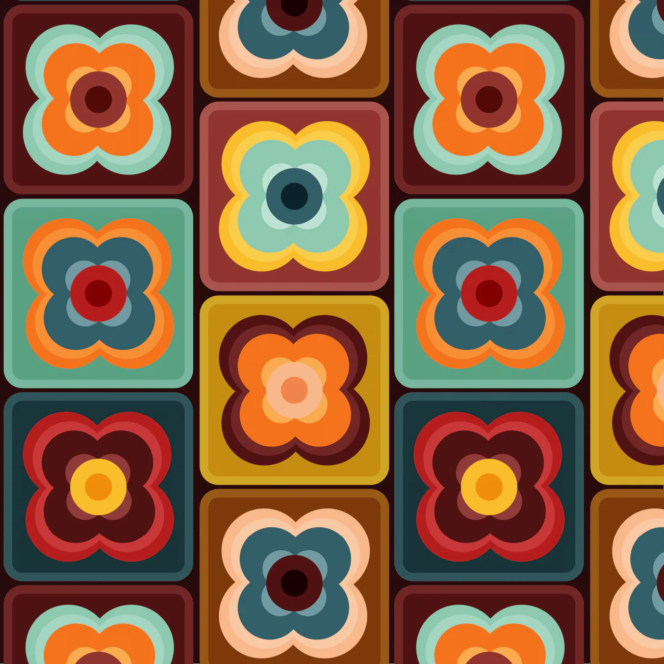 Retro Flowers - Standard Vinyl